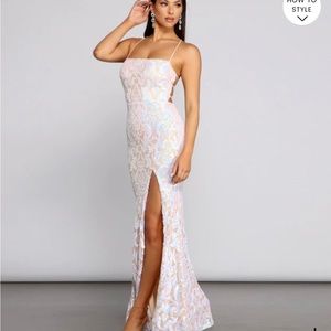 Windsor Priya Formal Iridescent Sequin Scroll Dress